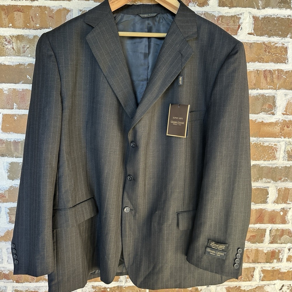 Giorgio Cerruti Merino Wool Super 120s Sport Coat 54R Charcoal‎ Pinstripe NWT